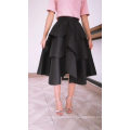 High Waist Ball Gown Black Layers Ruffles A Line 1 Piece Casual Skirt Lady